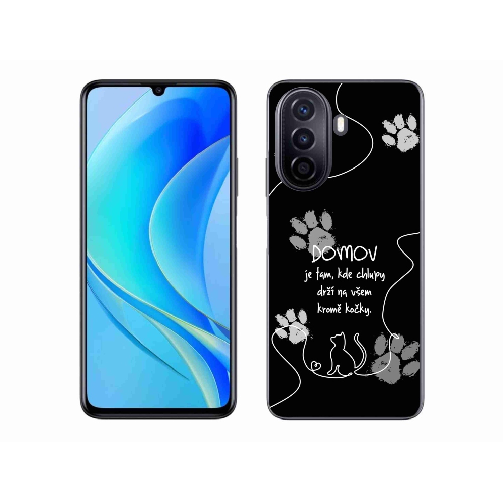 Gelový kryt mmCase na Huawei Nova Y70 - kočičí motiv černé pozadí