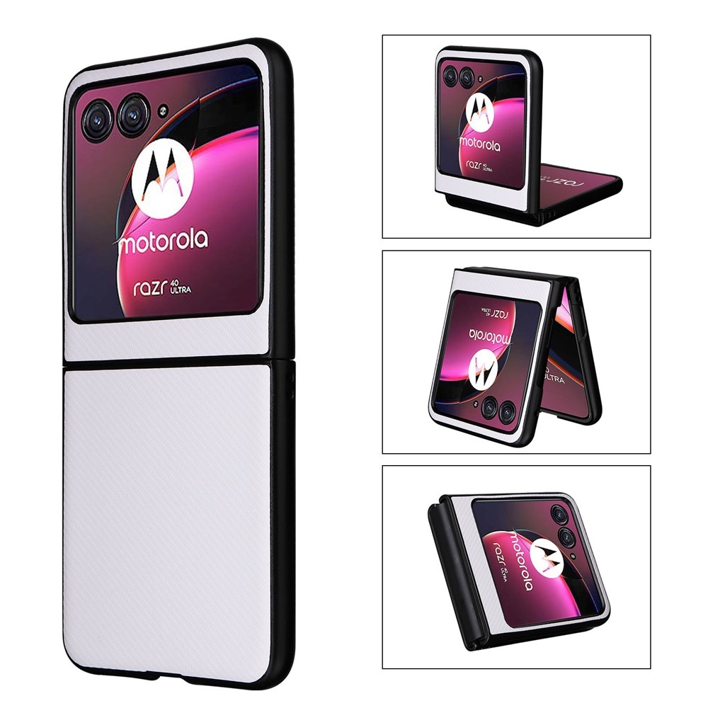 Textury plastový kryt s umělou kůží na Motorola Razr 40 Ultra 5G - bílý