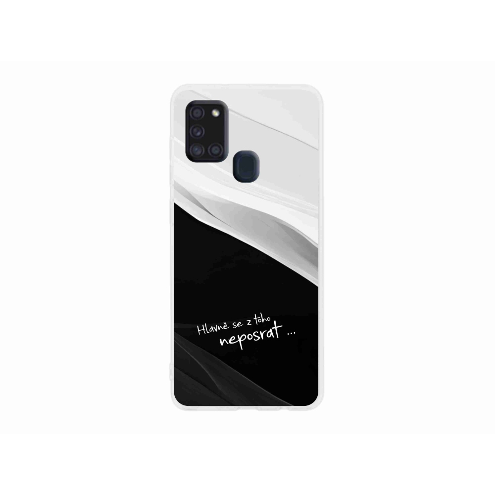 Gelový kryt mmCase na Samsung Galaxy A21s - vtipný text 13 černobílé pozadí