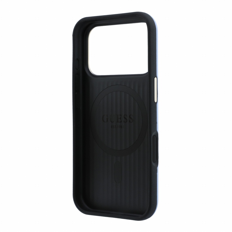 Guess PU Semi Wrap Perforated 4G Logo MagSafe Zadní Kryt pro iPhone 18 Pro Max Blue