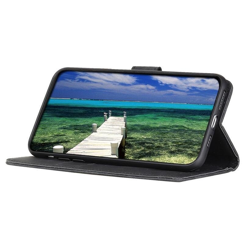 KHAZ PU kožené peněženkové pouzdro na mobil Honor Magic 4 Pro 5G - černé