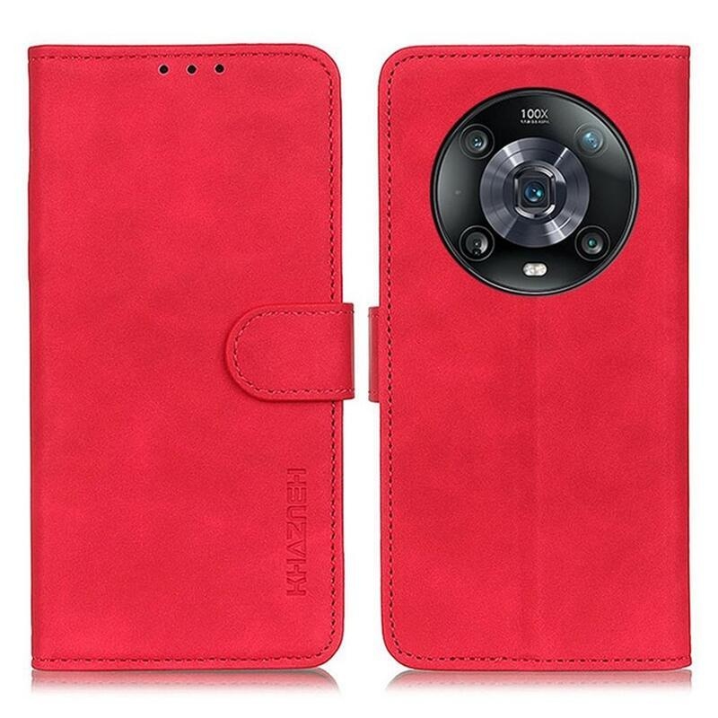 KHAZ PU kožené peněženkové pouzdro na mobil Honor Magic 4 Pro 5G - červené