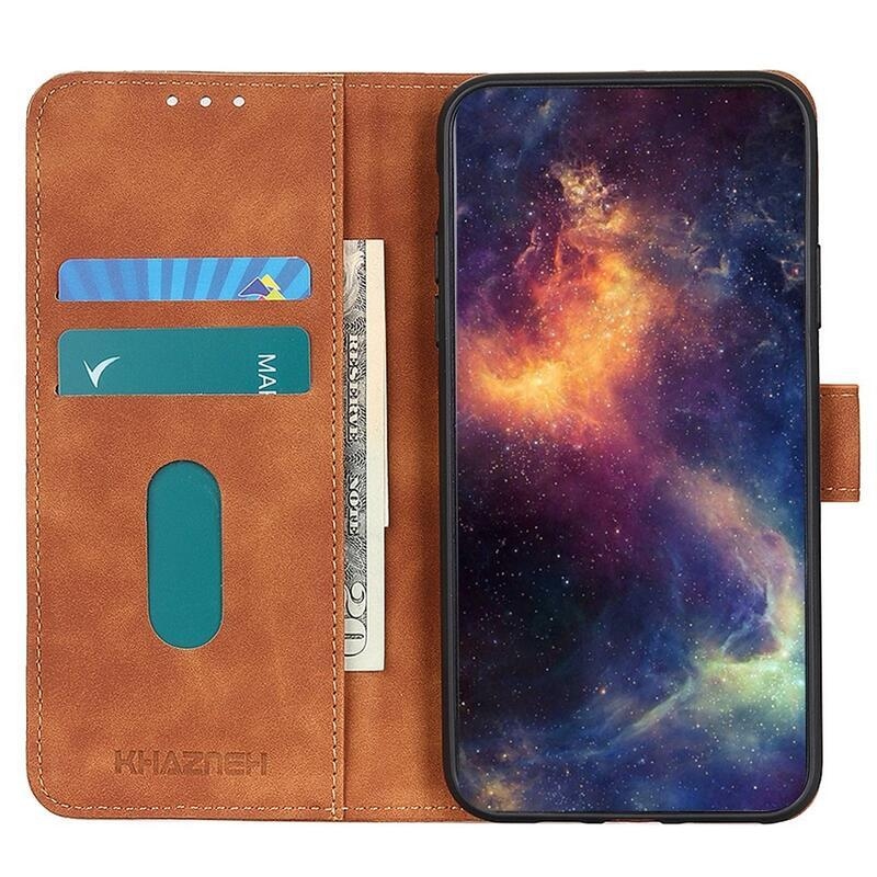 KHAZ PU kožené peněženkové pouzdro na mobil Honor Magic 4 Pro 5G - hnědé