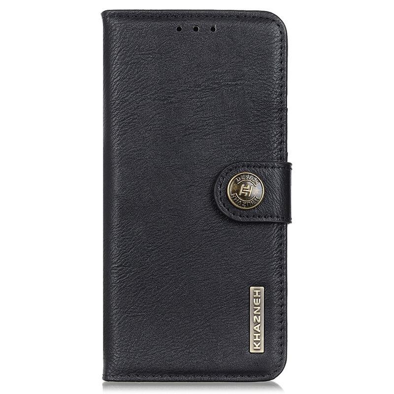 KHAZ PU kožené peněženkové pouzdro na mobil Realme C21Y/C25Y - černé