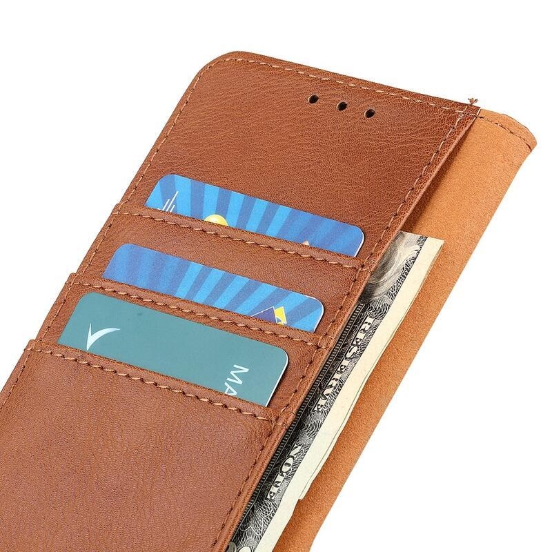 KHAZ PU kožené peněženkové pouzdro na mobil Vivo Y70 - hnědé