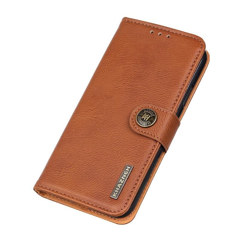 KHAZ PU kožené peněženkové pouzdro na mobil Vivo Y70 - hnědé