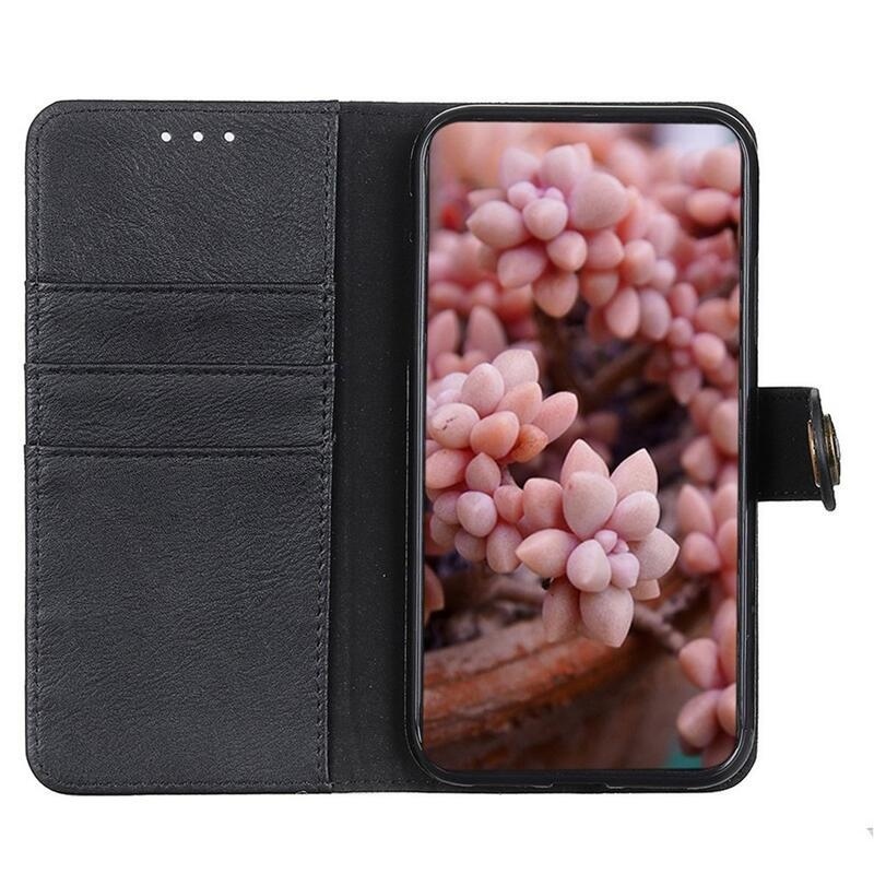 KHAZ PU kožené peněženkové pouzdro na mobil Vivo Y76 5G/Y76s - černé