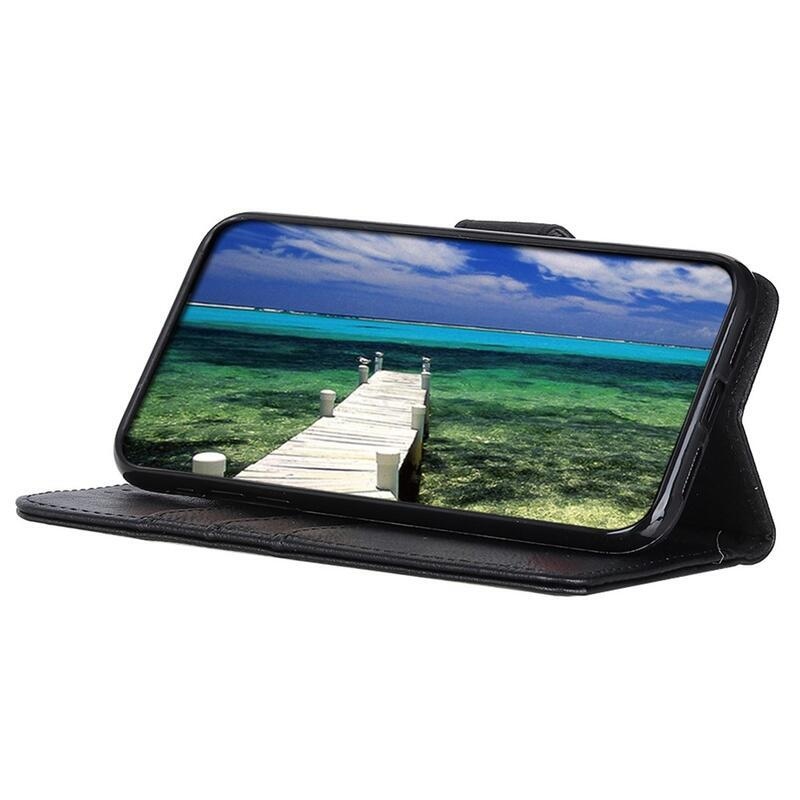 KHAZ PU kožené peněženkové pouzdro na mobil Vivo Y76 5G/Y76s - černé