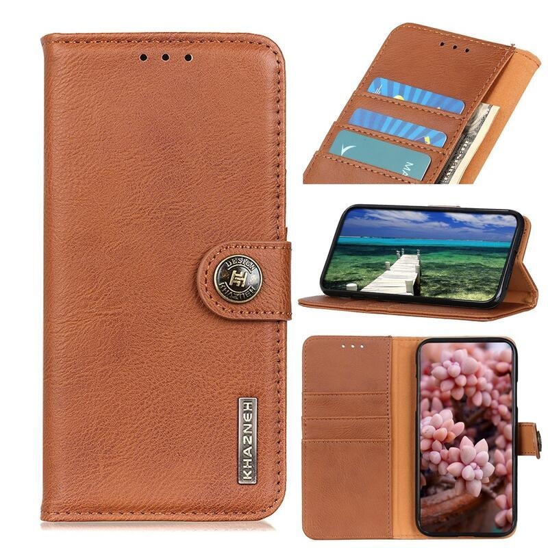 KHAZ PU kožené peněženkové pouzdro na mobil Xiaomi Mi 11 Ultra - hnědé