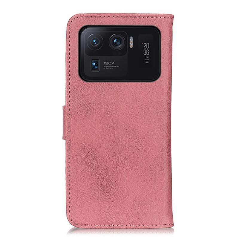 KHAZ PU kožené peněženkové pouzdro na mobil Xiaomi Mi 11 Ultra - růžové