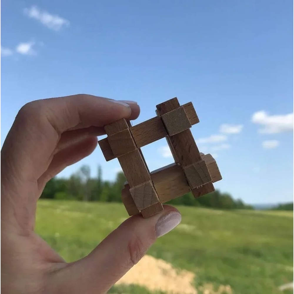 Sada 9 dřevěných hlavolamů v cestovním balení