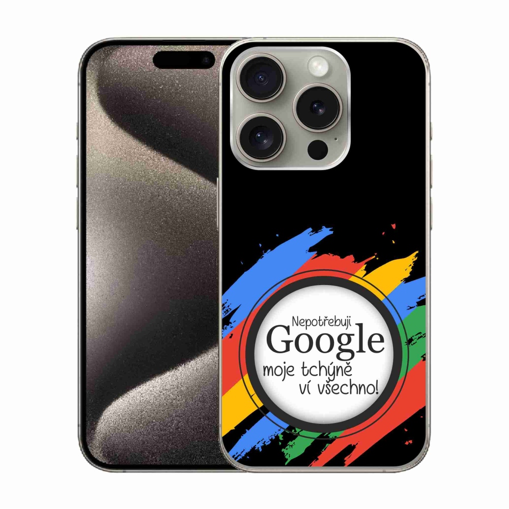 Gelový kryt mmCase na iPhone 15 Pro - tchýně ví všechno černé pozadí