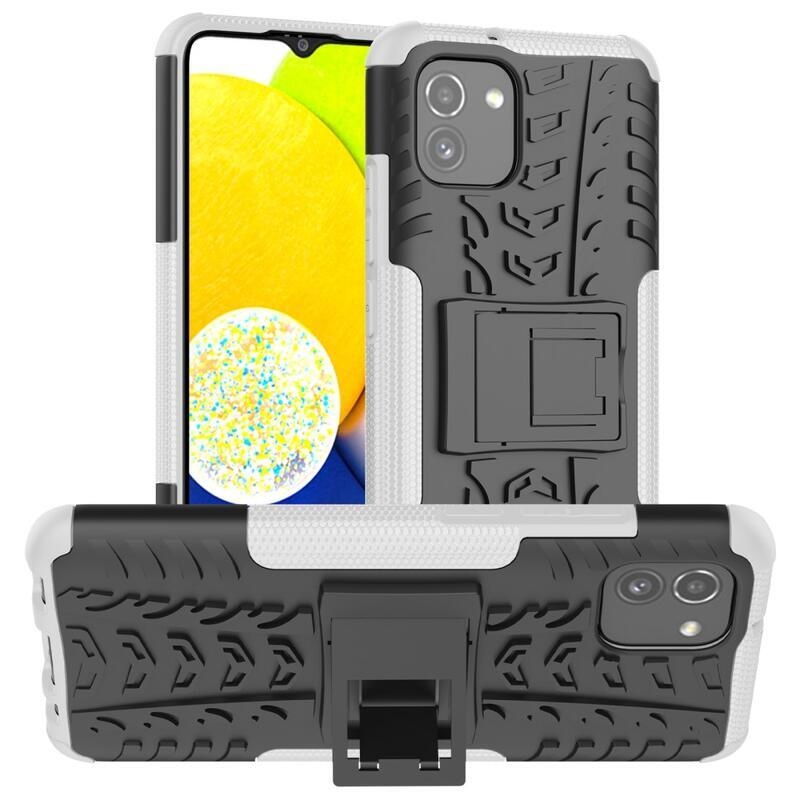 Kick odolný hybridní kryt na mobil Samsung Galaxy A03 - bílý