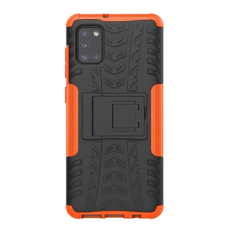 Kick odolný hybridní kryt na mobil Samsung Galaxy A31 - oranžový