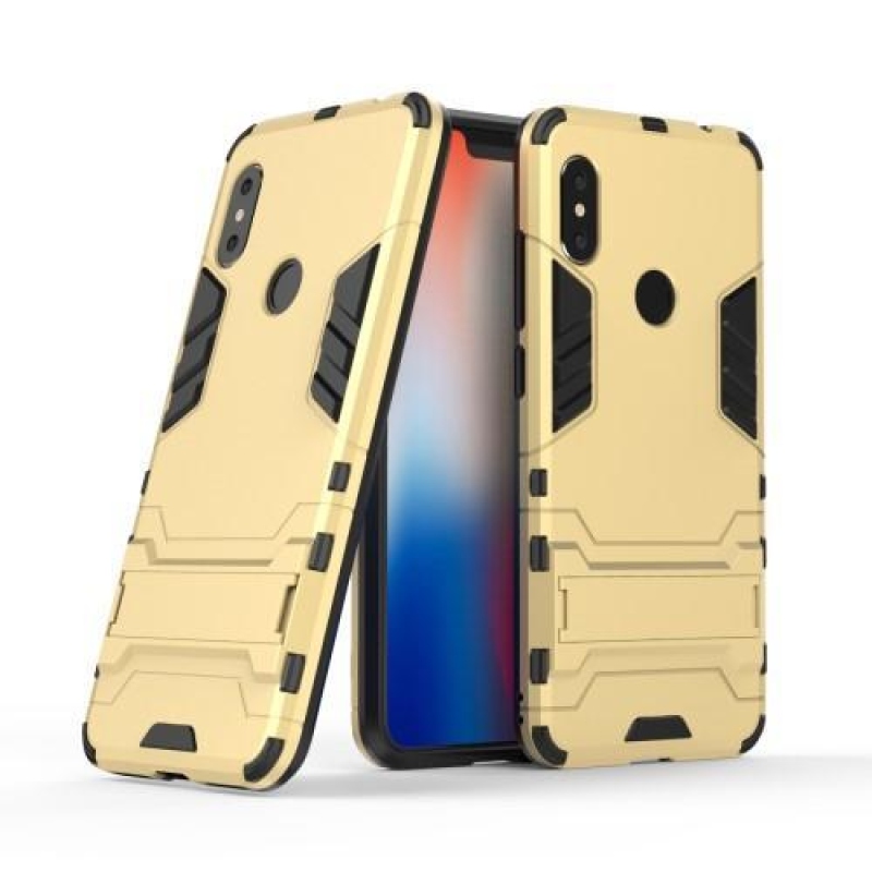 Guard odolný hybridní kryt se stojánkem na Xiaomi Redmi Note 6 Pro - zlatý