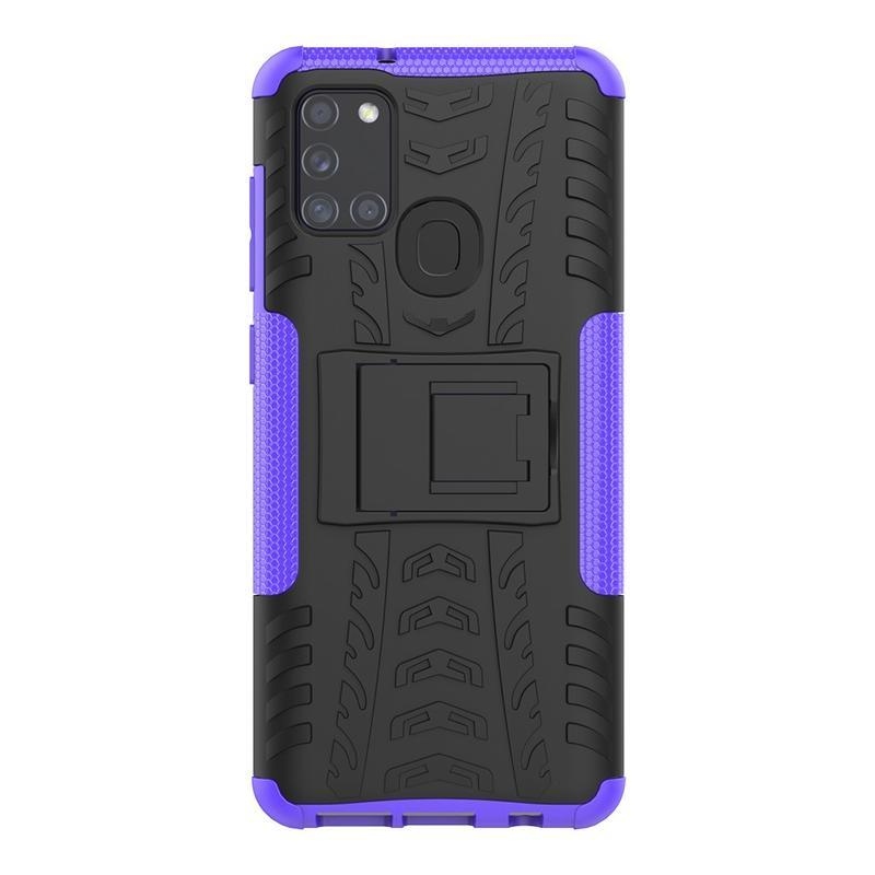 Kick odolný hybridní obal na mobil Samsung Galaxy A21s - fialový