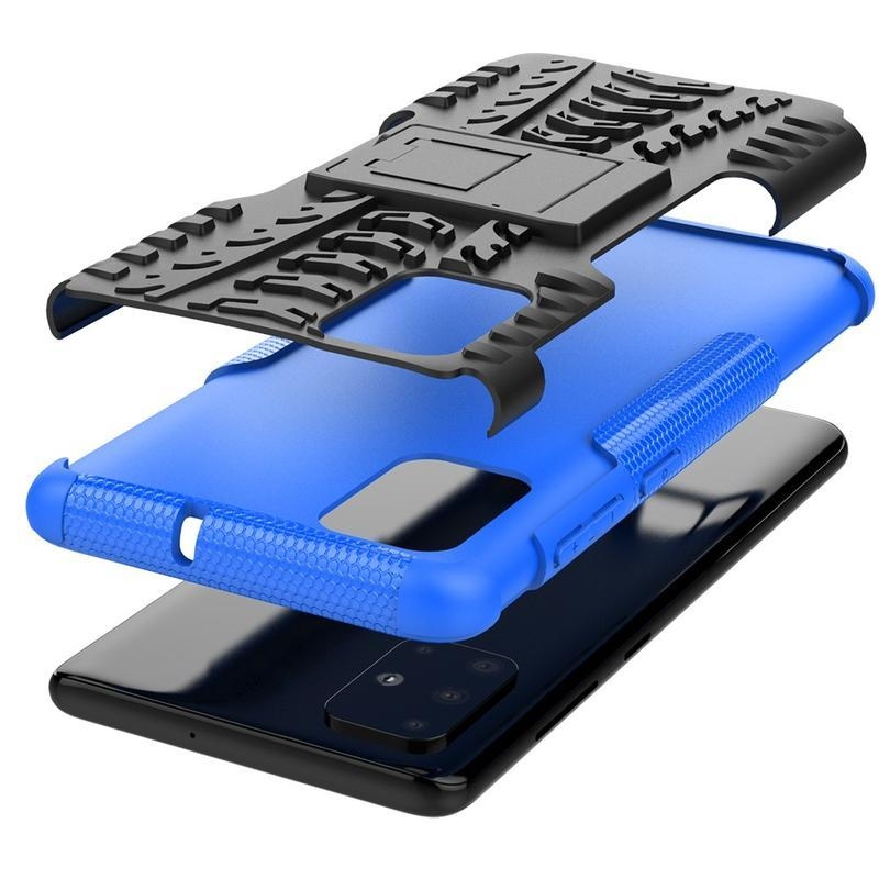 Kickstand hybridní odolný kryt na mobil Samsung Galaxy A71 - modrý