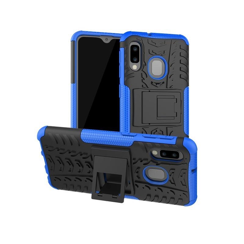 Kickstand odolný hybridní obal na mobil Samsung Galaxy A20e - modrý