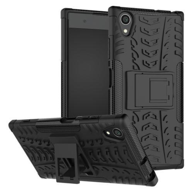 Kickstand odolný hybridní obal na mobil Sony Xperia XA1 Plus -  černý