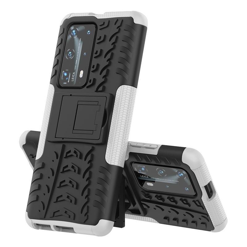 Kicstand odolný hybridní kryt na mobil Huawei P40 Pro - bílý