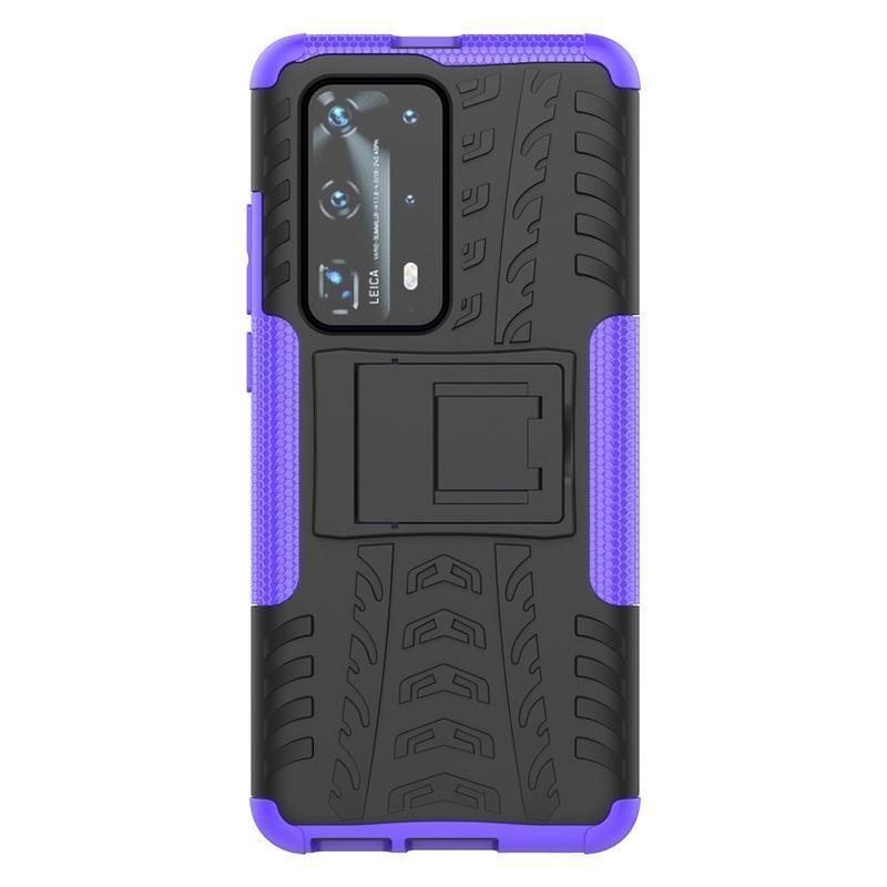 Kicstand odolný hybridní kryt na mobil Huawei P40 Pro - fialový