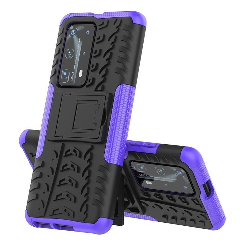 Kicstand odolný hybridní kryt na mobil Huawei P40 Pro - fialový