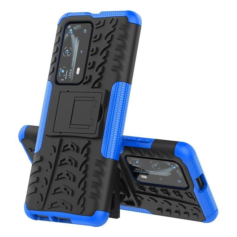 Kicstand odolný hybridní kryt na mobil Huawei P40 Pro - modrý