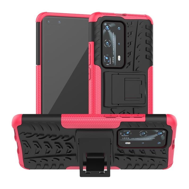 Kicstand odolný hybridní kryt na mobil Huawei P40 Pro - rose