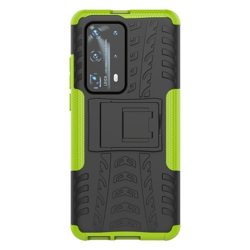 Kicstand odolný hybridní kryt na mobil Huawei P40 Pro - zelený