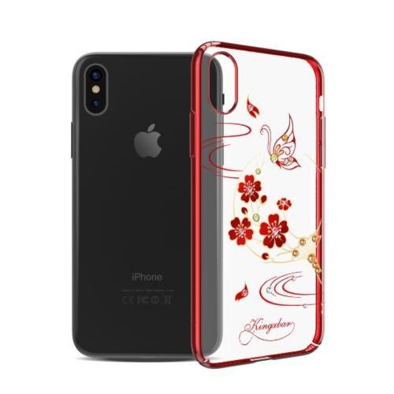 King Swarovski Crystal plastový obal na iPhone X - motýlci - Mpouzdra.cz