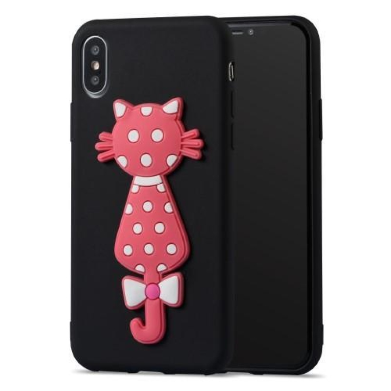 Kitty 3D silikonový obal na iPhone X - černý