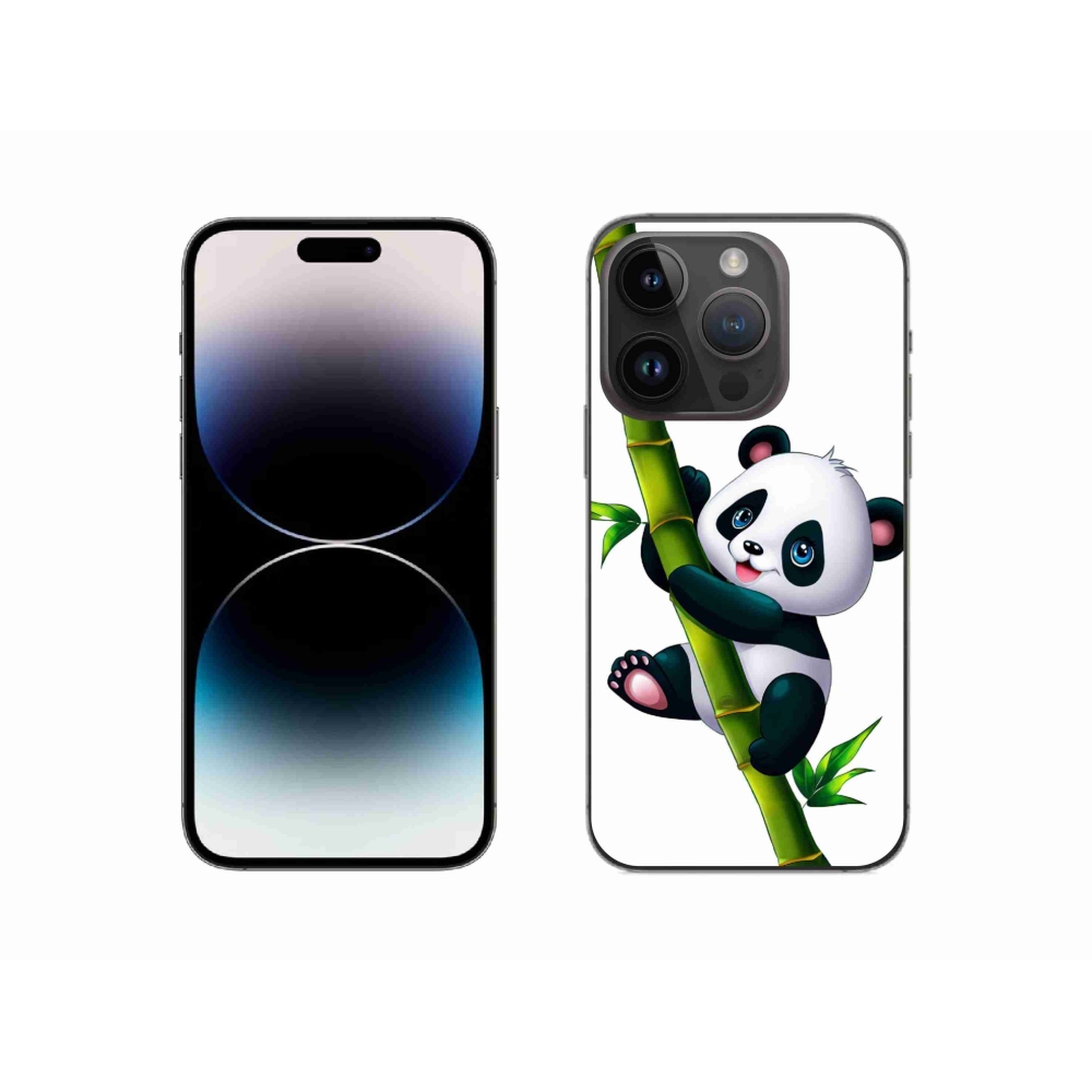 Gelový kryt mmCase na iPhone 14 Pro - panda na bambusu
