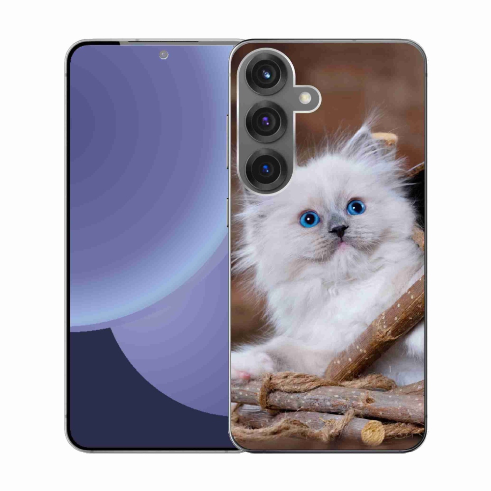 Gelový kryt mmCase na Samsung Galaxy S25 - bílé kotě