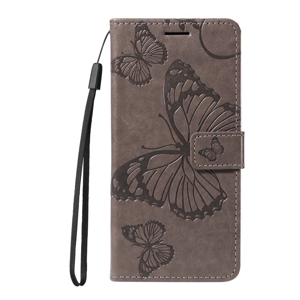 Big Butterfly knížkové pouzdro na Xiaomi Redmi Note 14 - šedé