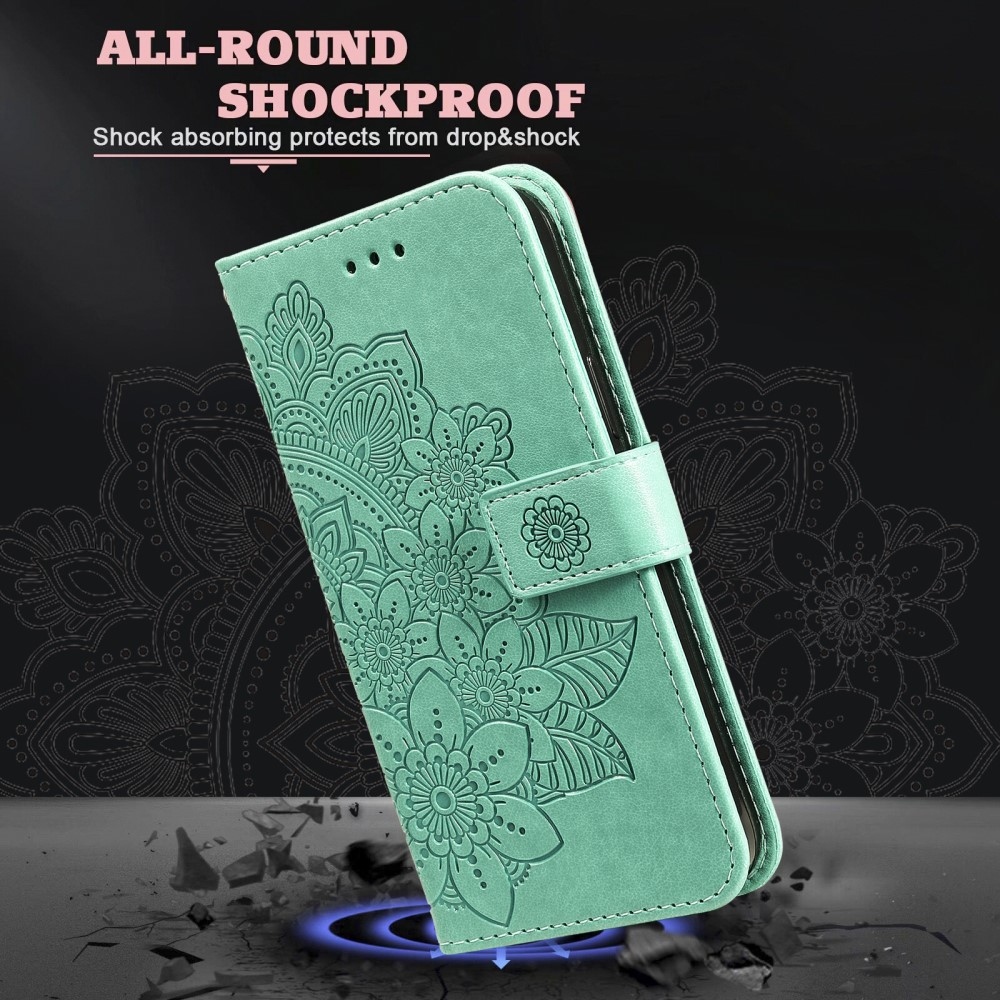 Mandala knížkové pouzdro na Xiaomi Redmi A3 - modrozelené