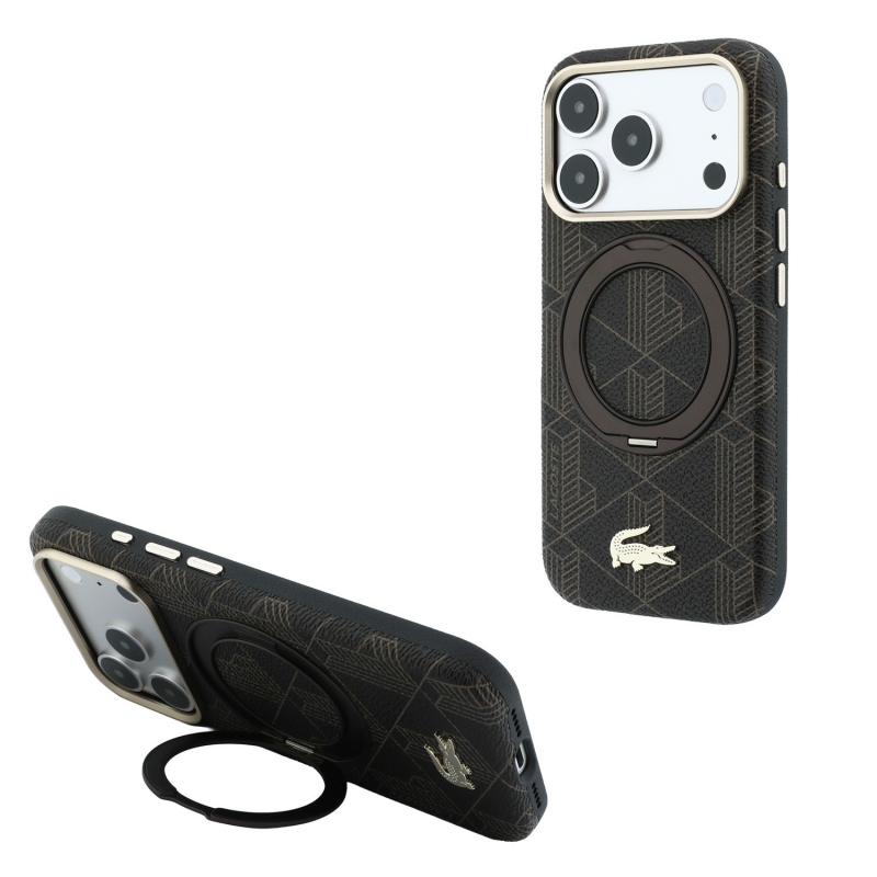 Lacoste PVC Semi Wrap Blend Ring Stand MagSafe Zadní Kryt pro iPhone 18 Pro Max Light Gold