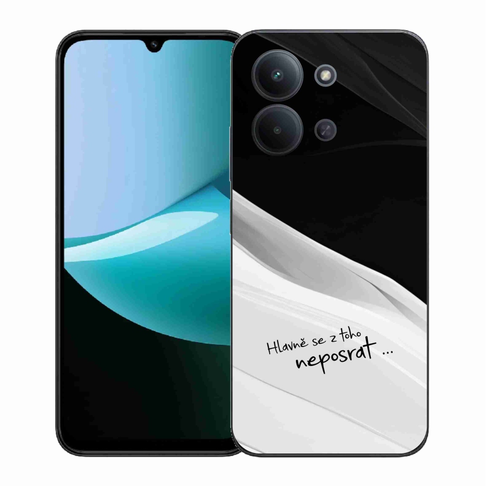 Gelový kryt mmCase na Xiaomi Redmi 15C 4G (171mm)/Poco C85 4G (171mm) - vtipný text 13 bíločerné pozadí