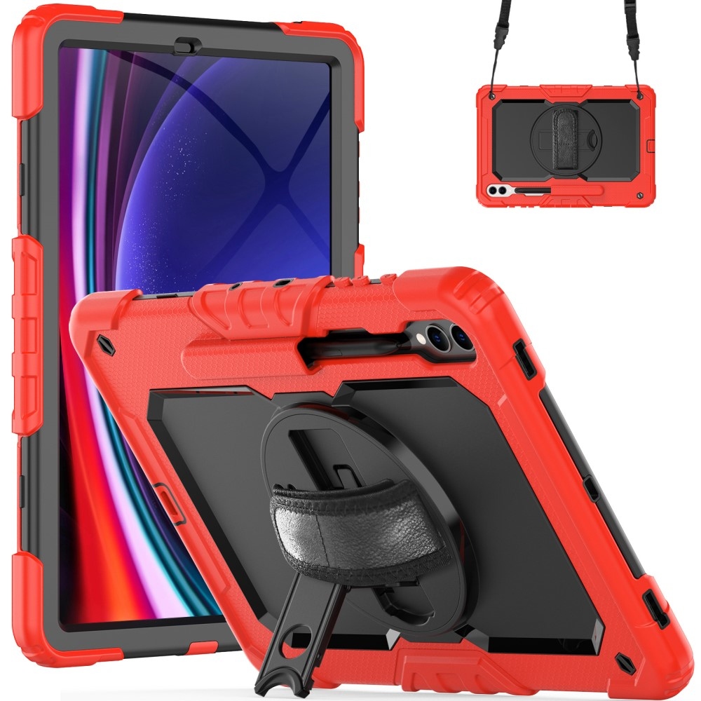 Kick odolný kryt s úchopem na ruku na Samsung Galaxy Tab S9+/Tab S10+ - červený