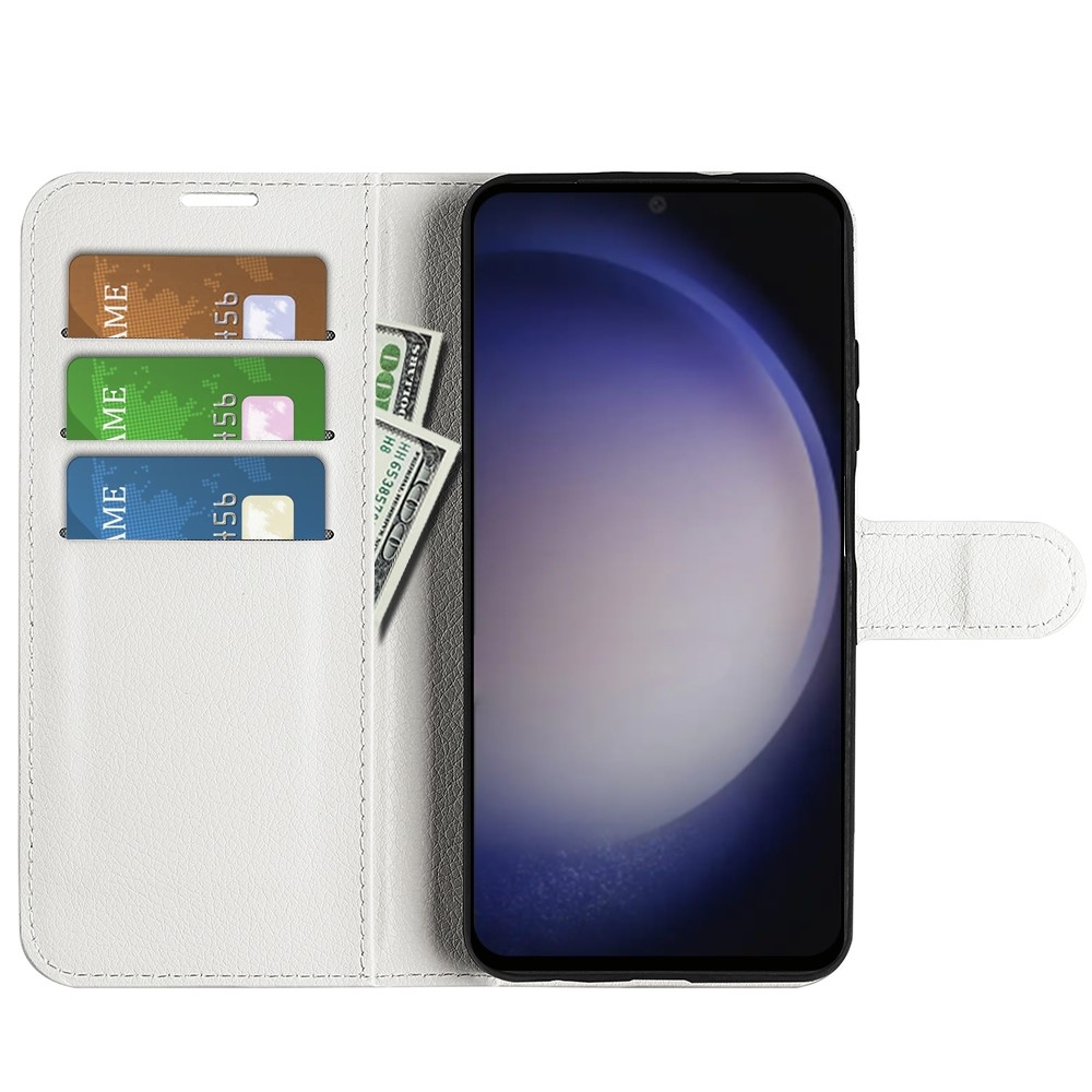 Litchi knížkové pouzdro na Samsung Galaxy S24 - bílé