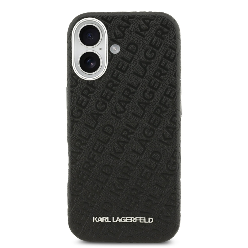 Karl Lagerfeld Grained PU Repeated Logo MagSafe Zadní Kryt pro iPhone 17 Black