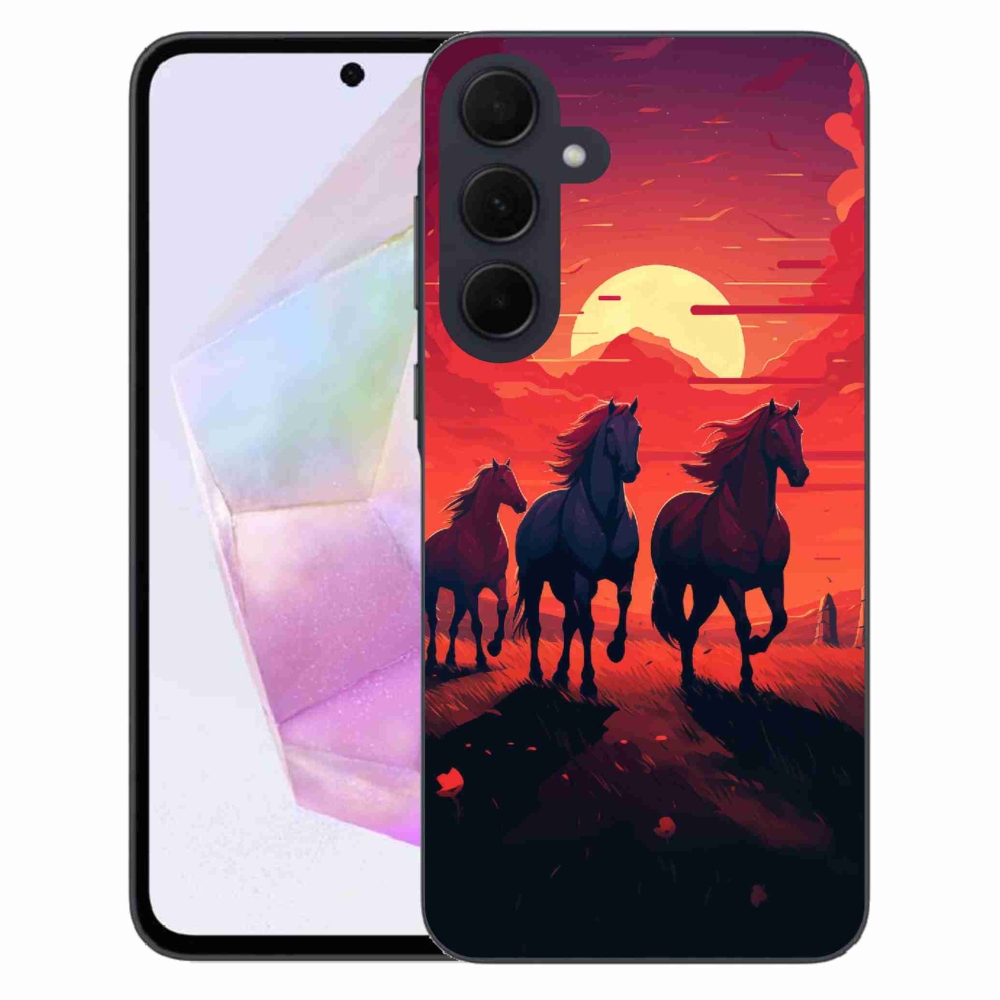 Gelový kryt mmCase na Samsung Galaxy A35 5G - koně a západ slunce