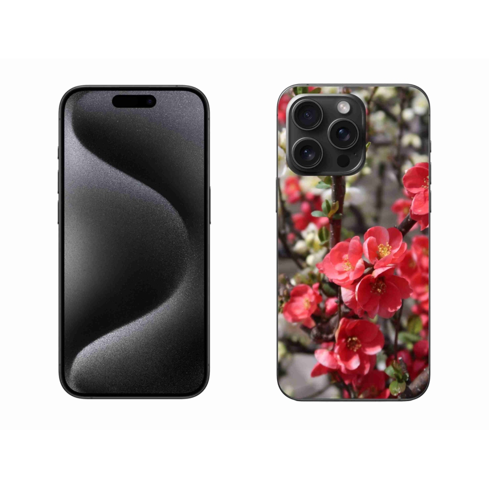 Gelový kryt mmCase na iPhone 15 Pro Max - červené květy