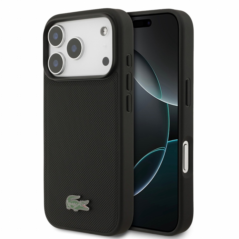 Lacoste PVC Iconic Petit Pique Metal Logo MagSafe Zadní Kryt pro iPhone 18 Pro Black