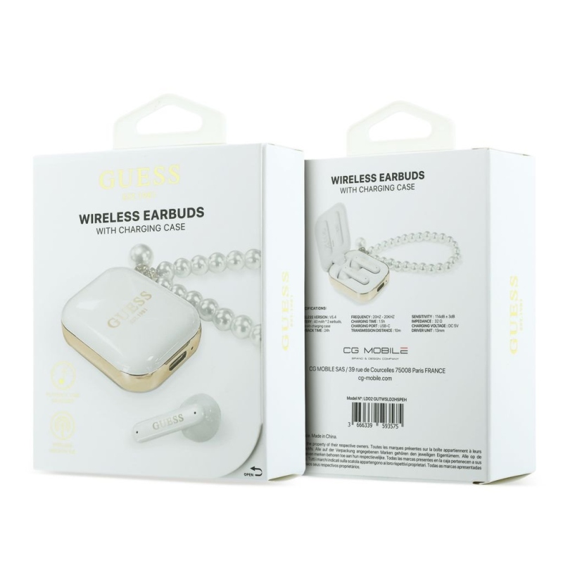 Guess Pearl Strap TWS Bezdrátová Sluchátka White
