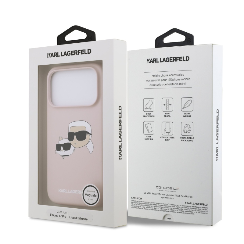 Karl Lagerfeld Liquid Silicone Double Heads MagSafe Zadní Kryt pro iPhone 17 Pro Pink