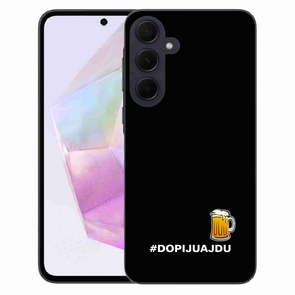 Gelový kryt mmCase na Samsung Galaxy A35 5G - pivní motiv 1 černé pozadí