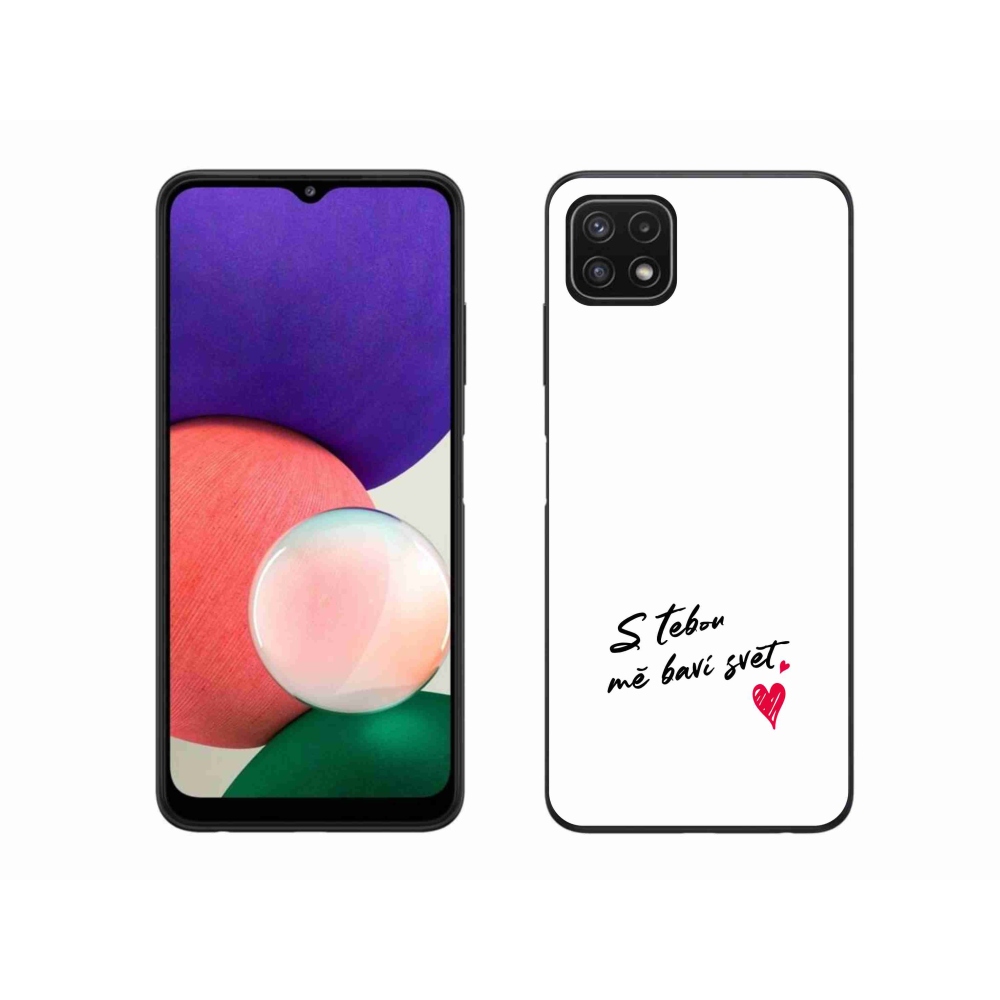 Gelový kryt mmCase na Samsung Galaxy A22 5G - zamilovaný text 1 bílé pozadí