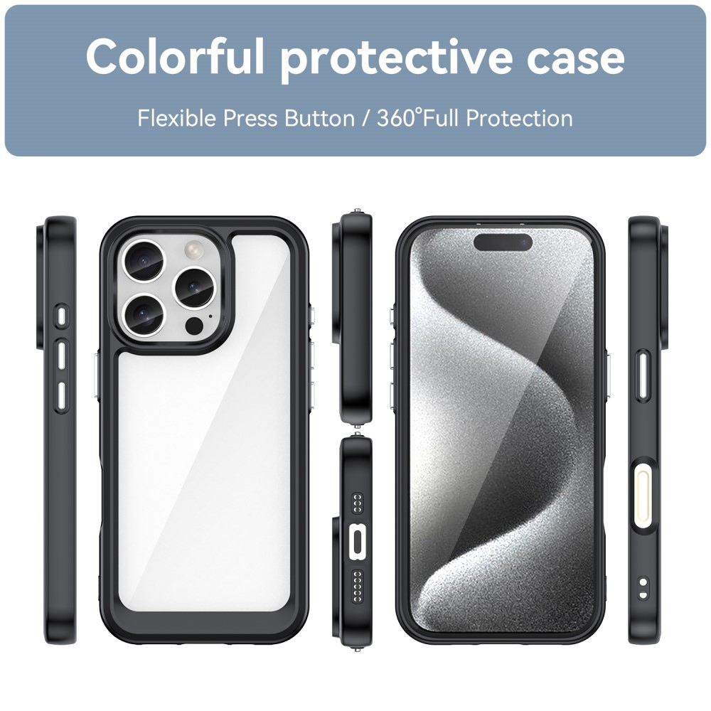 Gelový obal s pevnými zády na iPhone 16 Pro - černý