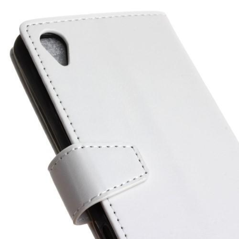 Knížkové PU kožené pouzdro na Sony Xperia X - bílé