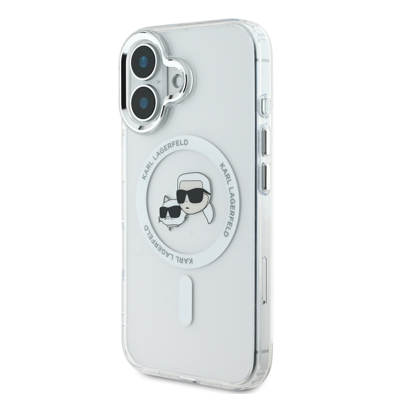 Karl Lagerfeld IML K&CH Heads Metal Frame MagSafe Zadní Kryt pro iPhone 16 Plus Transparent
